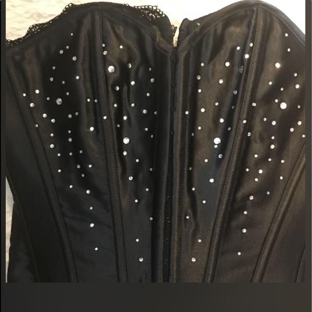 Black satin bling bustiers